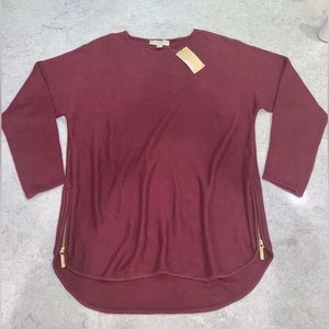Michael Korn Maroon Sweater with Gold Zippers